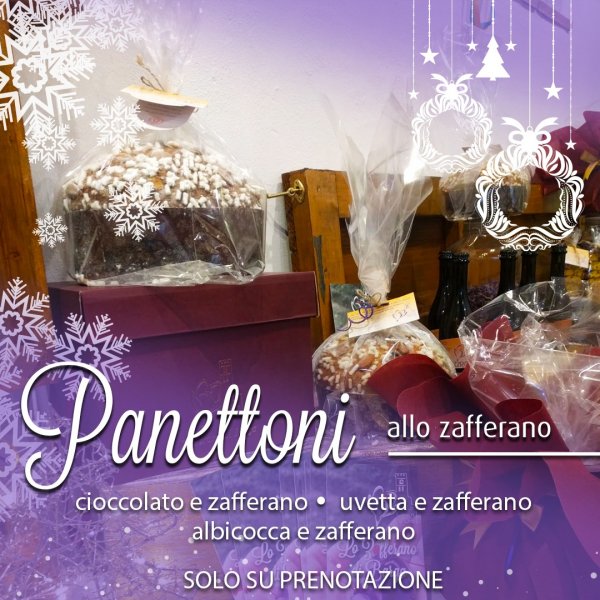 Panettoni artigianali a base di zafferano con albicocche/cioccolato/uvetta/arancia  SOLO SU ORDINAZIONE 