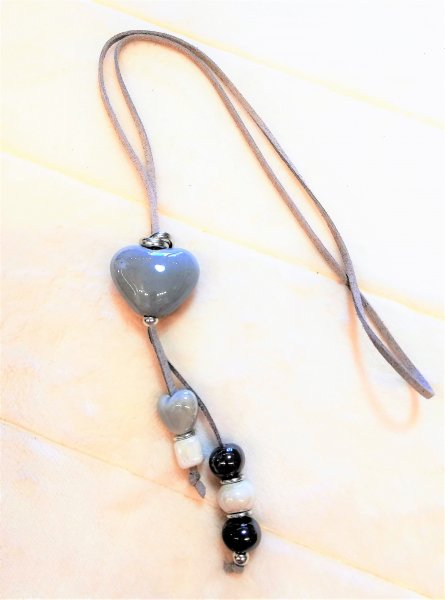 COLLANA CERAMICA CUORE GRIGIO